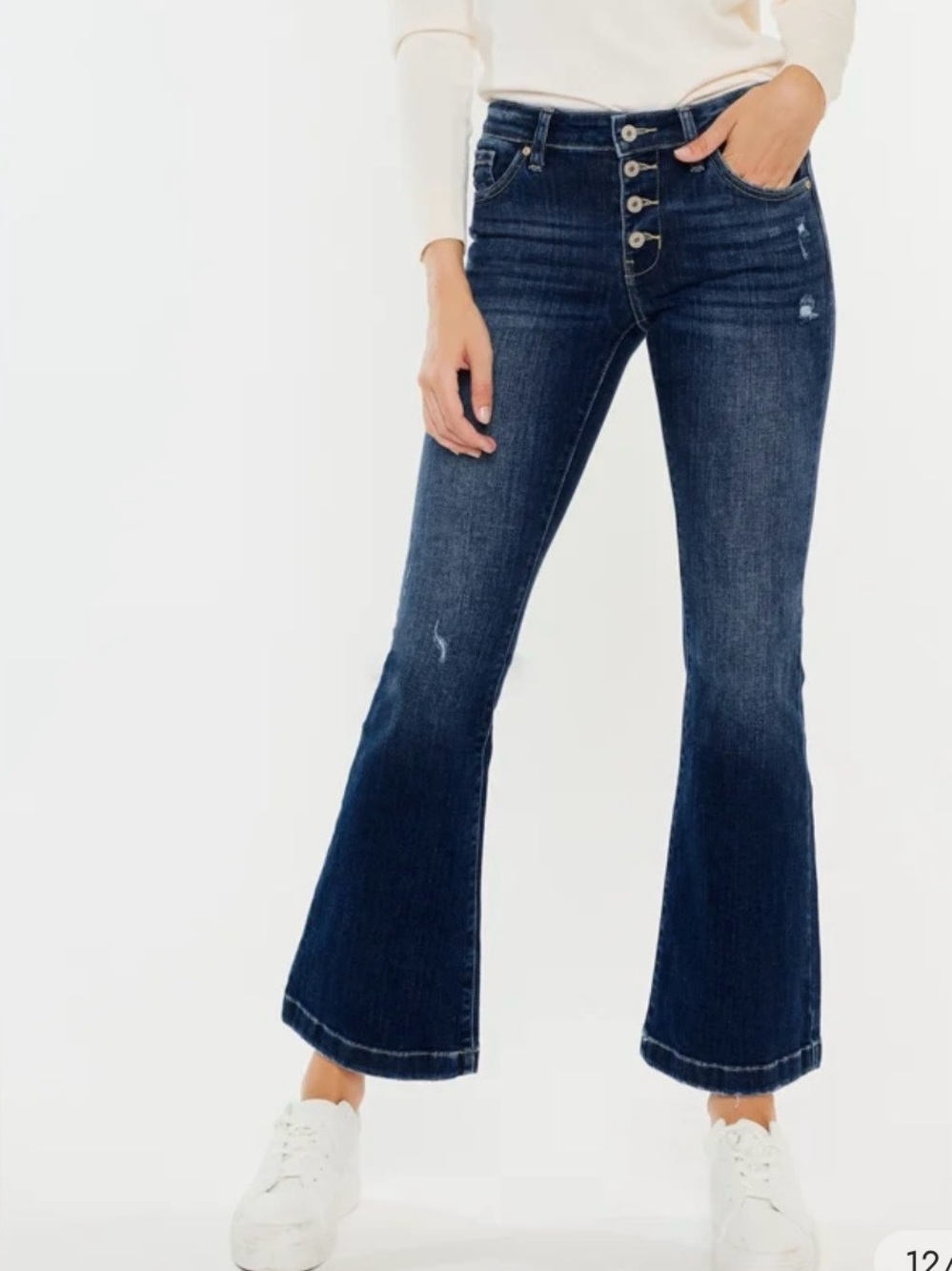 Kancan Saylor mud rise button fly flare jeans